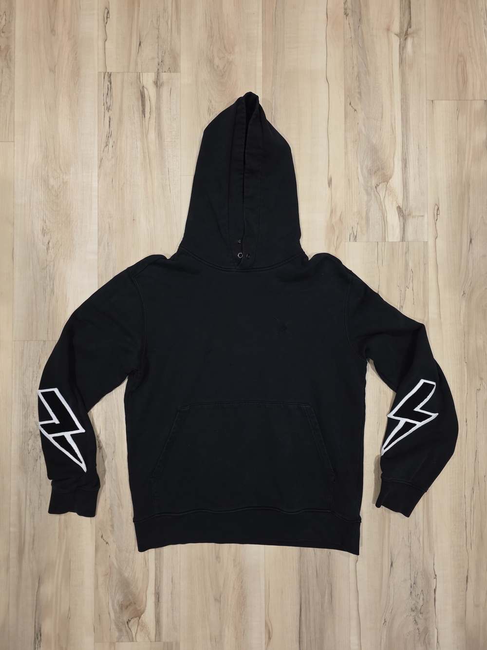 J.Lindeberg Black Crewneck Hoodie with White Sleeve Lightning